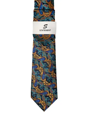 TURQUOISE PAISLEY 2 PC TIE & HANKIE SET