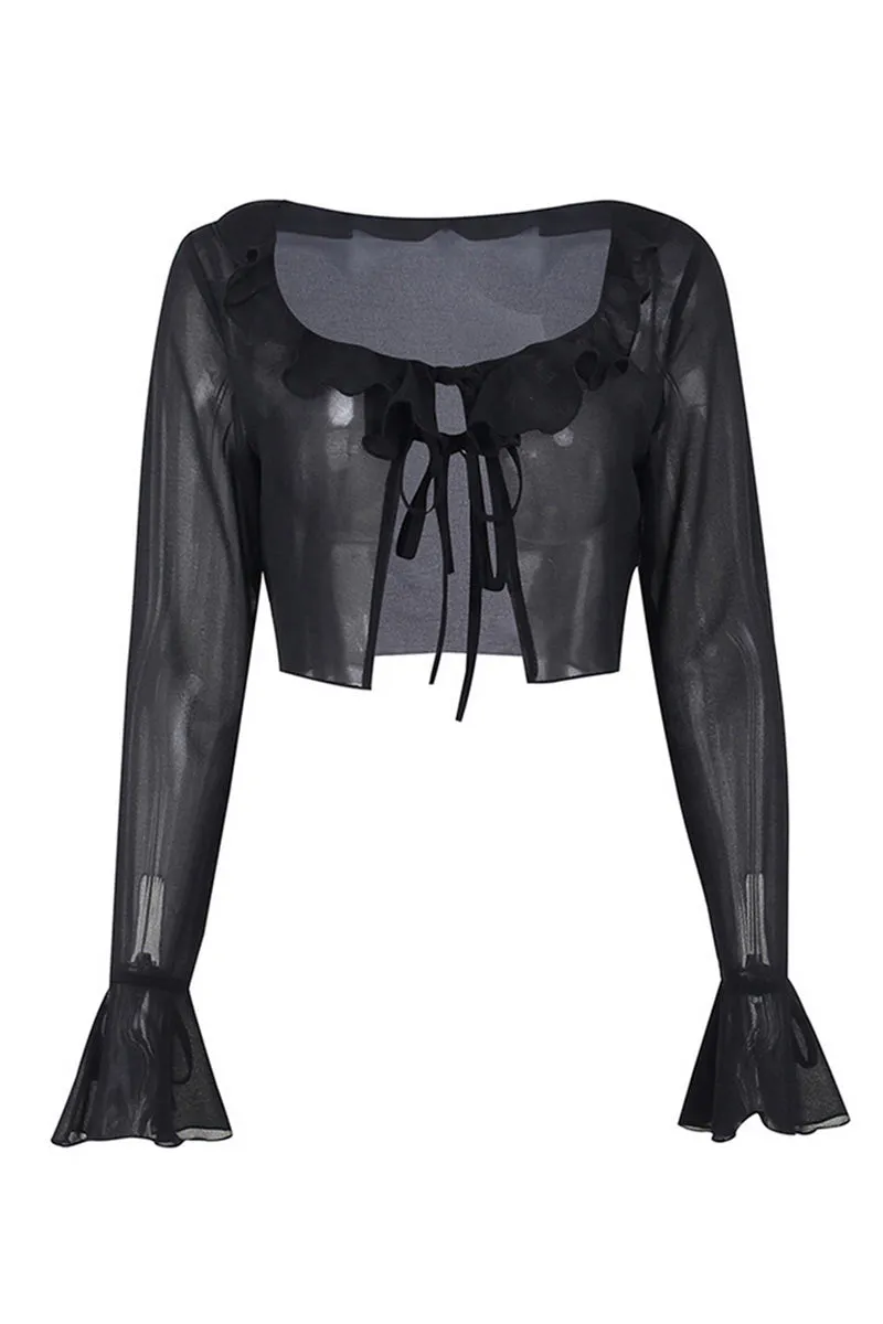 UI807 Ruffled Top and Pleated Skirt