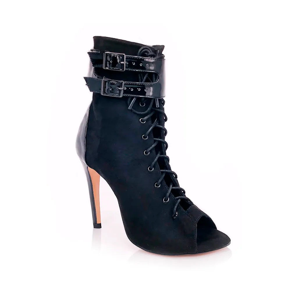 Under the Influence - By Kiira Harper - Open Toe Lace Up Latin Dance Booties (Street Sole)