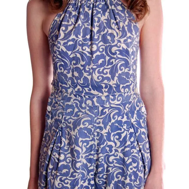 Vintage Sunsuit Swimsuit Blue Printed Cotton Playsuit Ladies 1930S