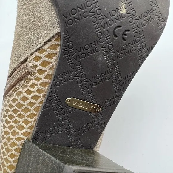 Vionic Bromley Taupe Suede Ankle Booties