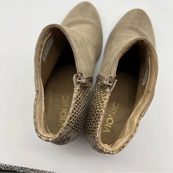Vionic Bromley Taupe Suede Ankle Booties