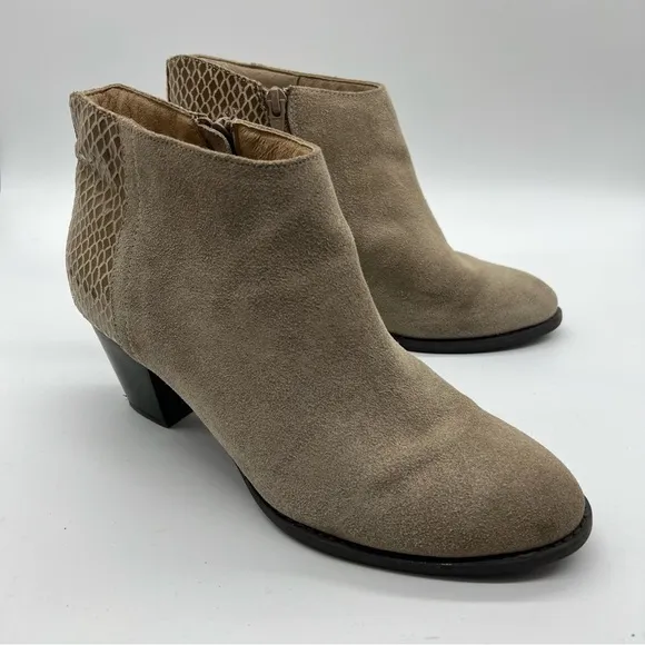 Vionic Bromley Taupe Suede Ankle Booties