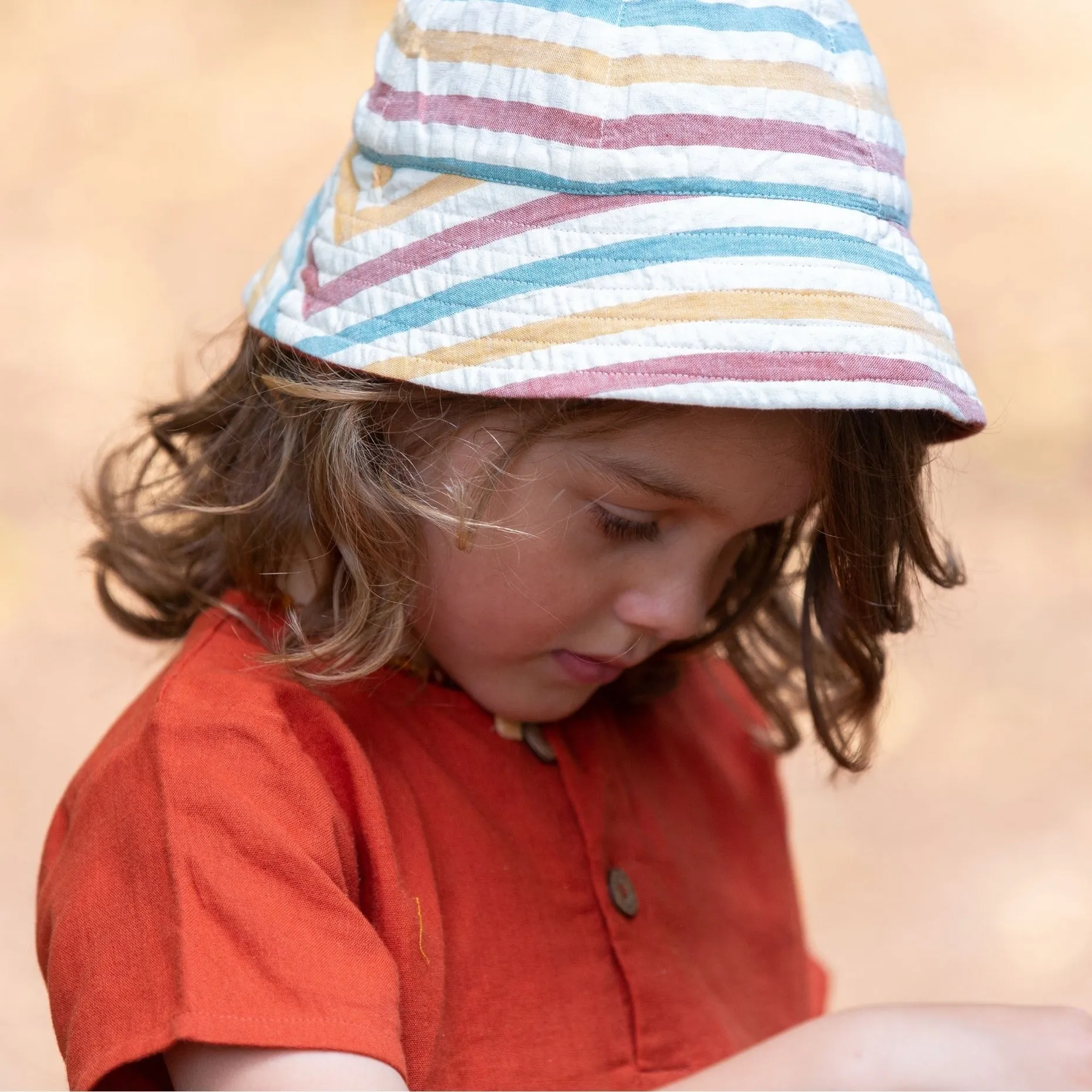 Walnut Striped Reversible Kids Sunhat