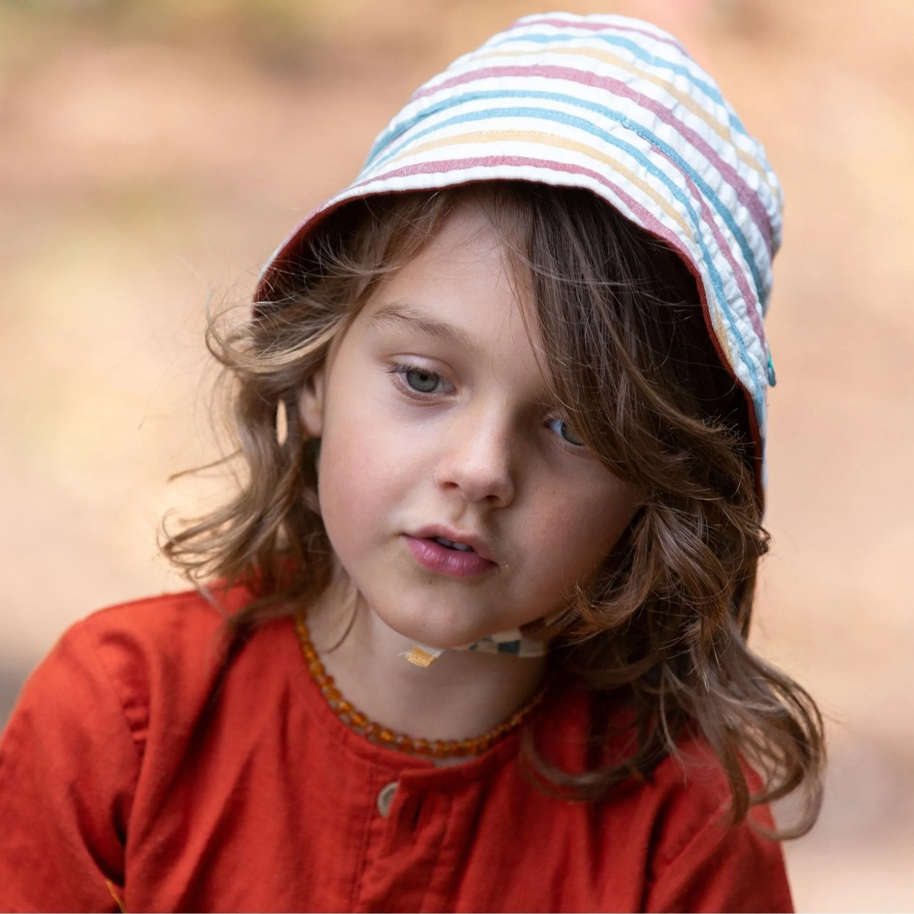 Walnut Striped Reversible Kids Sunhat