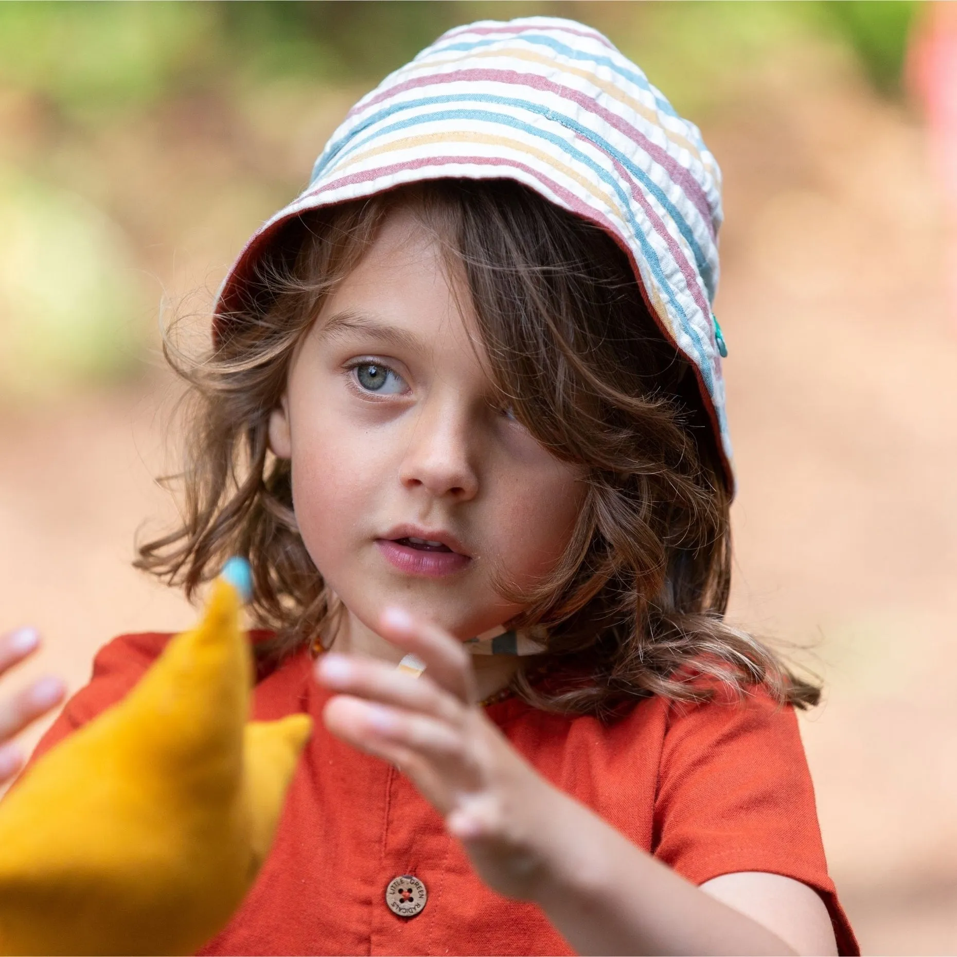 Walnut Striped Reversible Kids Sunhat