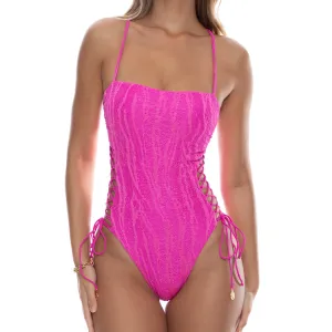 WAVE CHASER - Square Neck Laced Up One Piece