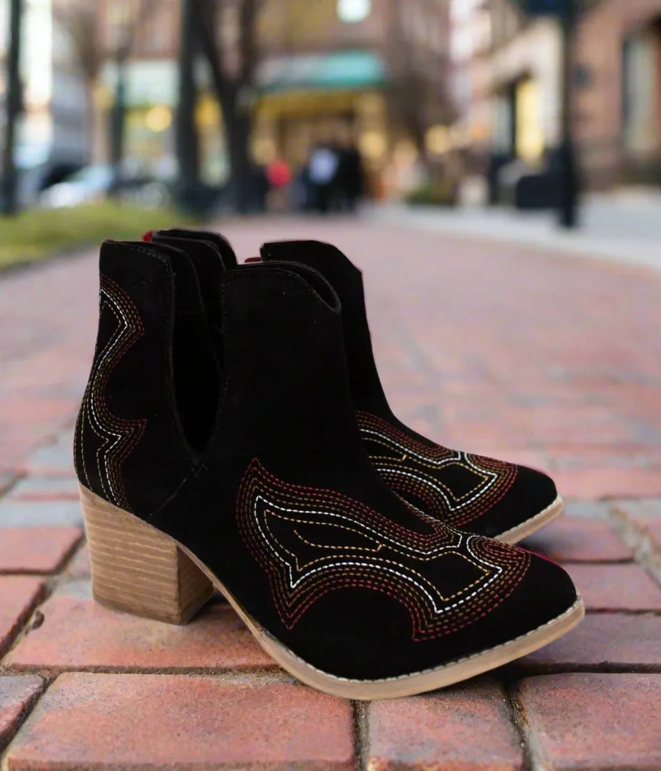 Western Ankle Booties in Black