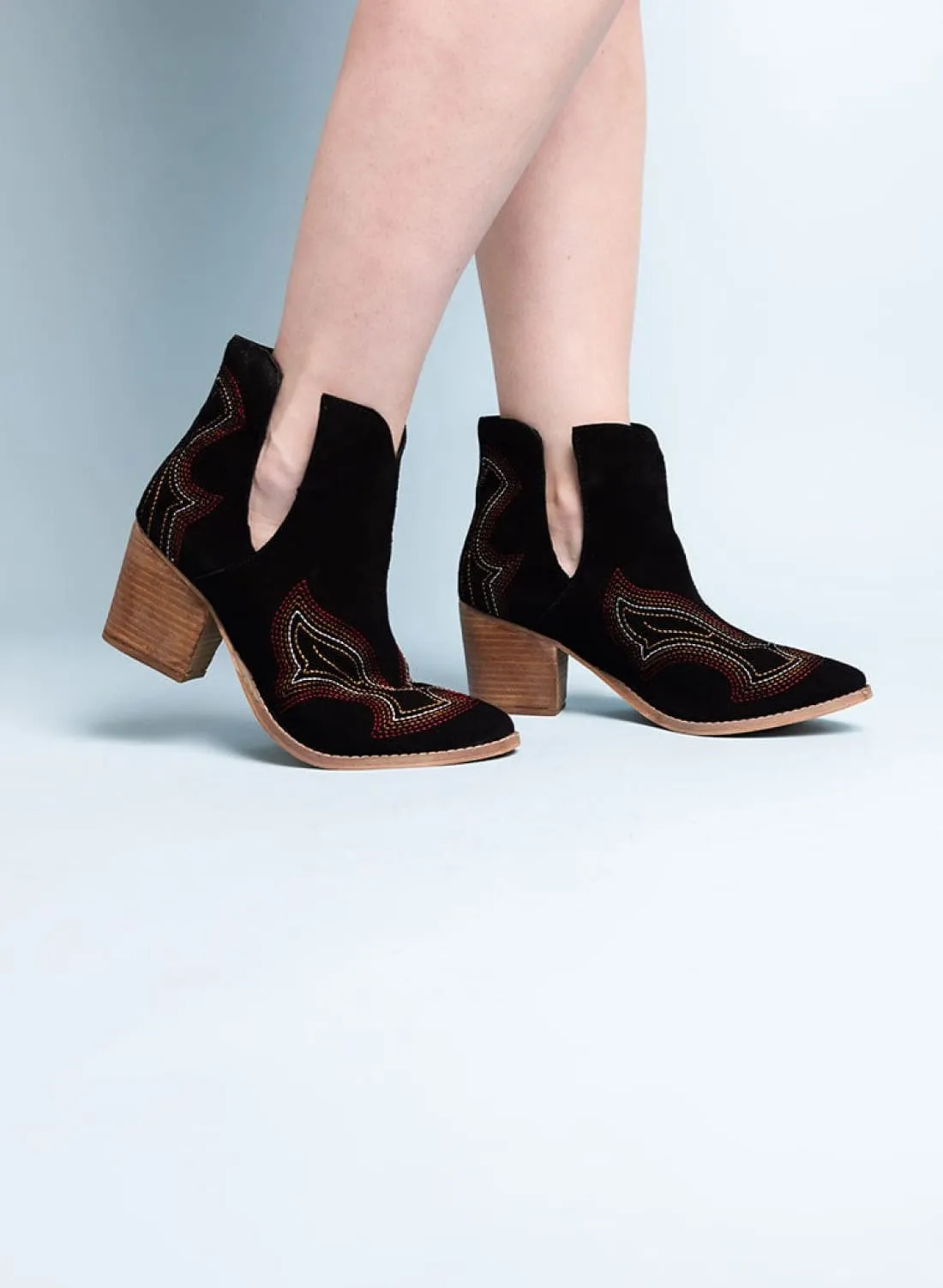 Western Ankle Booties in Black