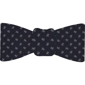 White on Midnight Blue Macclesfield Print Silk Bow Tie #MCBT-426