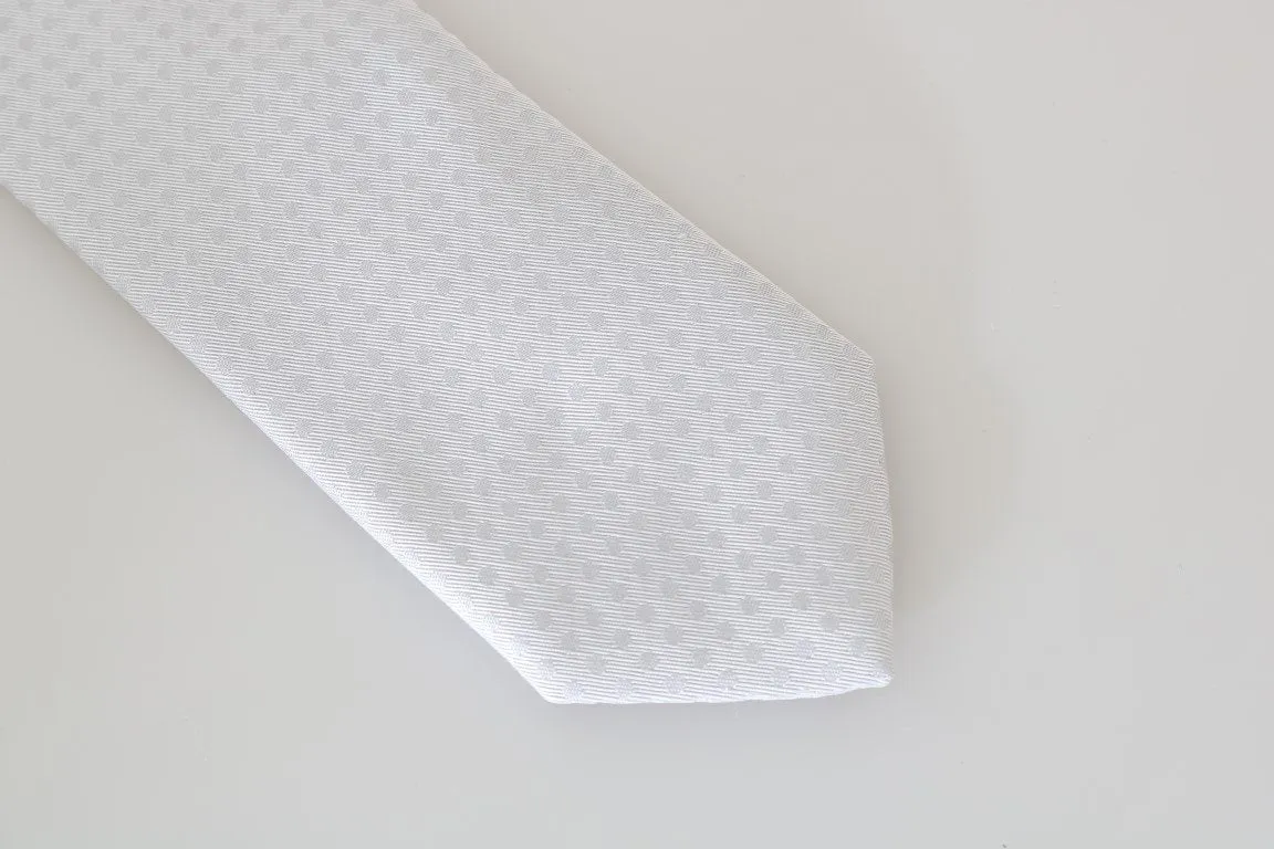White Silk Polka Dot Pattern Tie