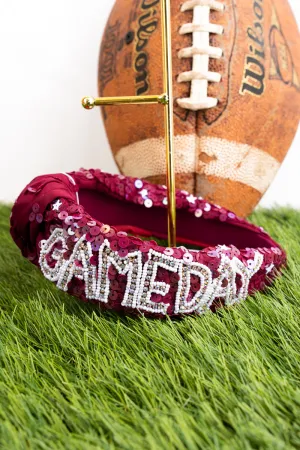Wine Gameday Seed Bead Sequin Knotted Headband