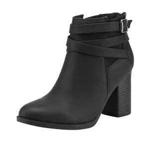 Womens Chunky High Heel Ankle Booties