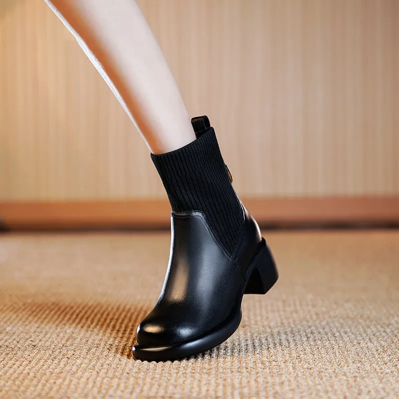 Women’s Fashion Knitted Stretch Cover Martin Boots
