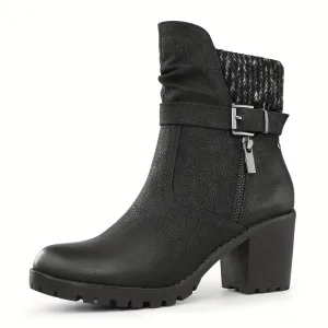 Womens Stylish Chunky Heel Ankle Booties  Versatile Comfortable AllSeason