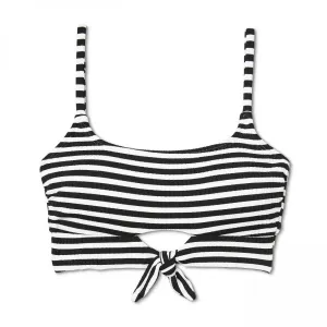 Xhilaration Women's Textured Front Tie Bralette Bikini Swim Top