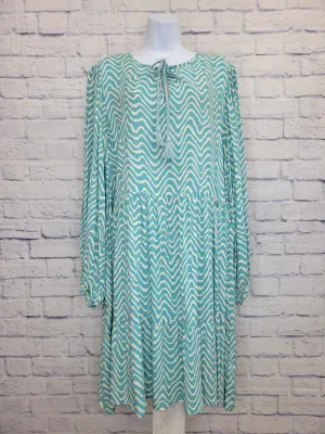 XLARGE MARINE BLUE A607279 Destination 365 Printed V-Neck Tiered Dress
