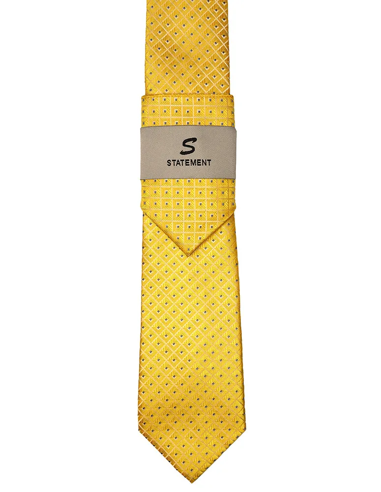 YELLOW DOT  PC TIE & HANKIE SET