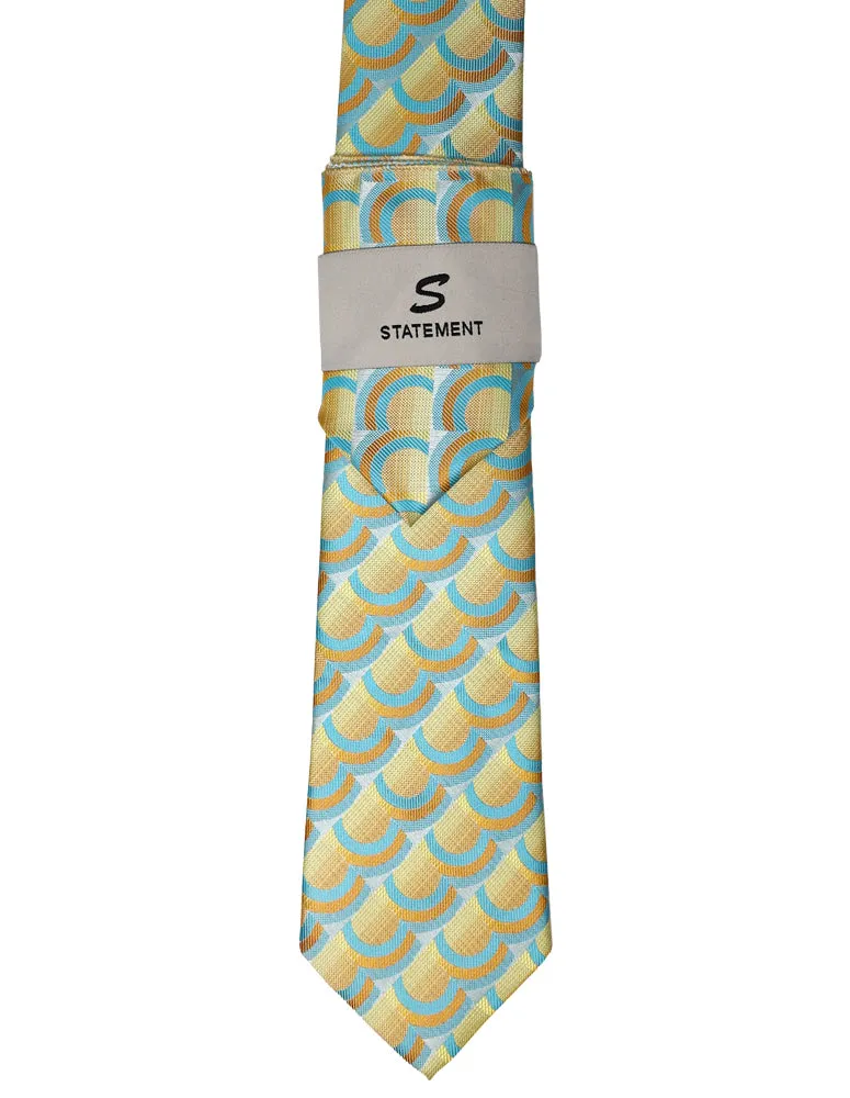 YELLOW GEO 2 PC TIE & HANKIE SET