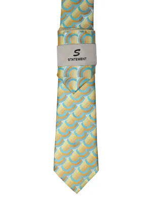 YELLOW GEO 2 PC TIE & HANKIE SET