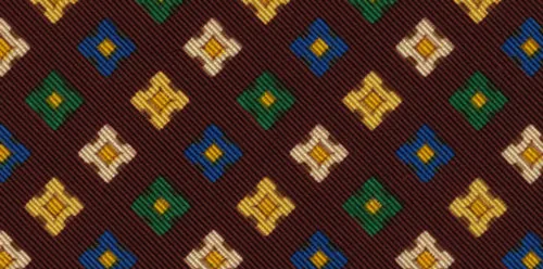 Yellow, Green, Blue & Cream print on Burgundy Atkinsons Irish Poplin Bow Tie #APRBT-12