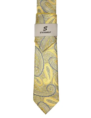YELLOW PAISLEY 2 PC TIE & HANKIE SET