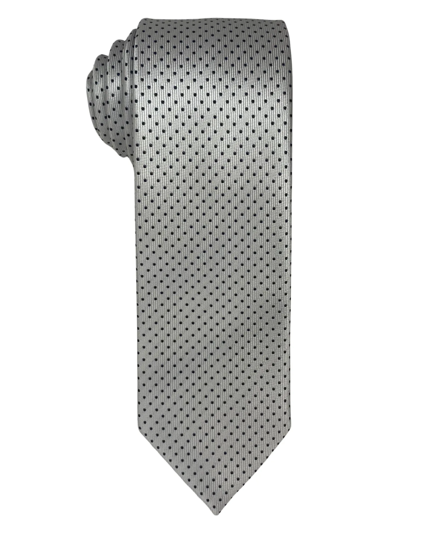 Zenio Geometric Dot Slim Tie - Silver