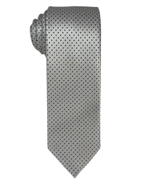 Zenio Geometric Dot Slim Tie - Silver
