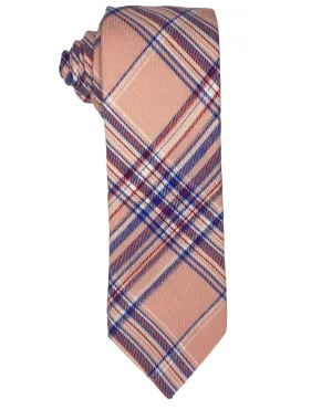 Zenio Geometric Stripe Slim Tie - Peach & Blue