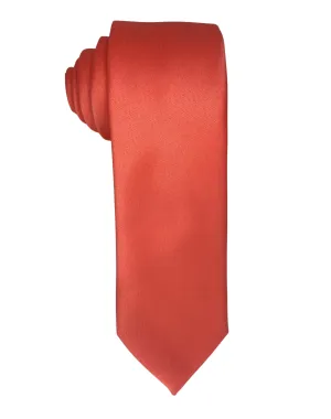Zenio Solid Slim Tie - Coral