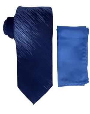 Zenio Splash Tie and Handkerchief - Navy Blue