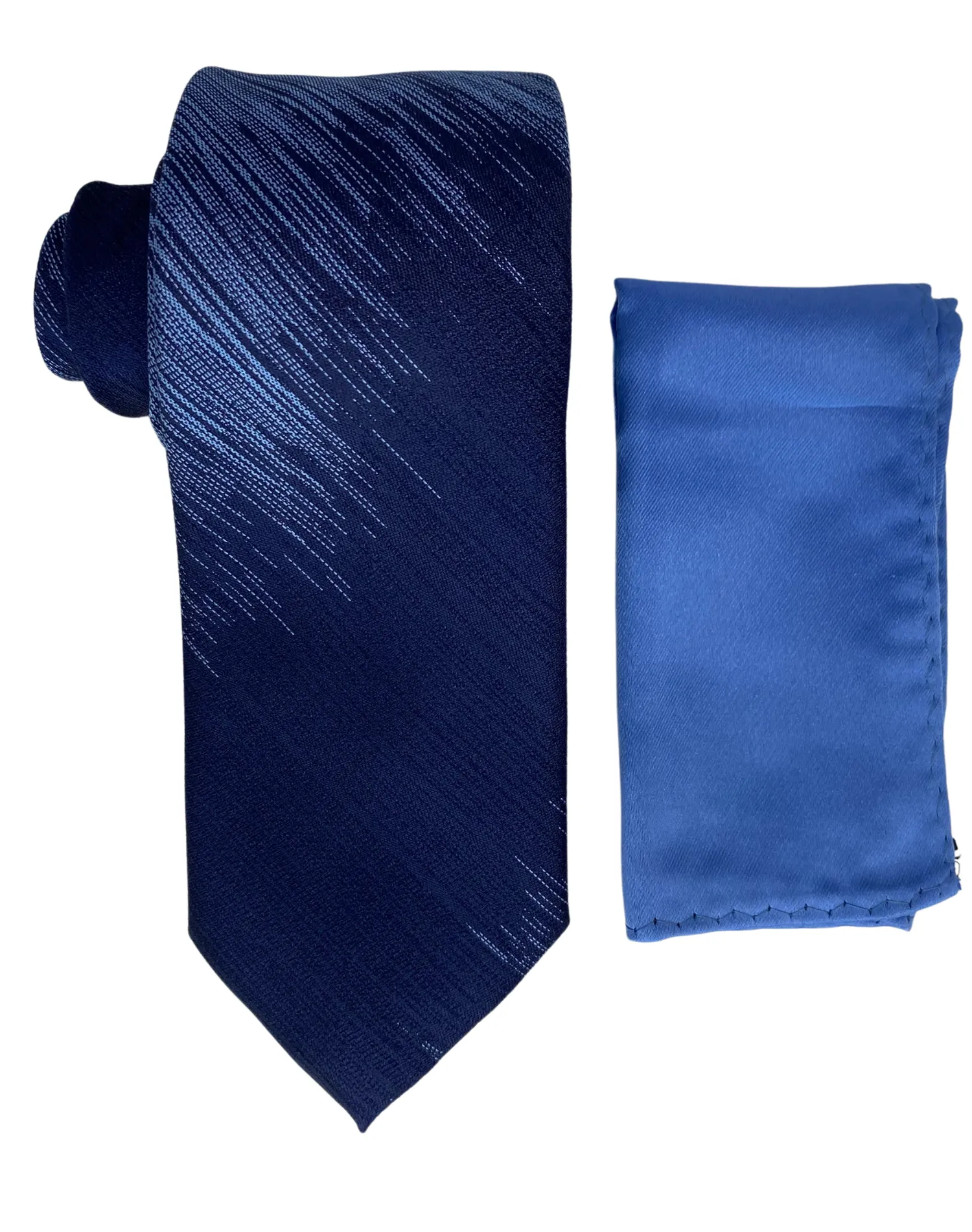 Zenio Splash Tie and Handkerchief - Navy Blue