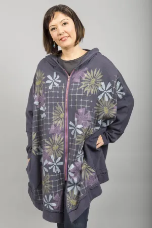 Zipper Hoodie Jacket Printed Midnight-Blue Fish Clothing, Size O/S